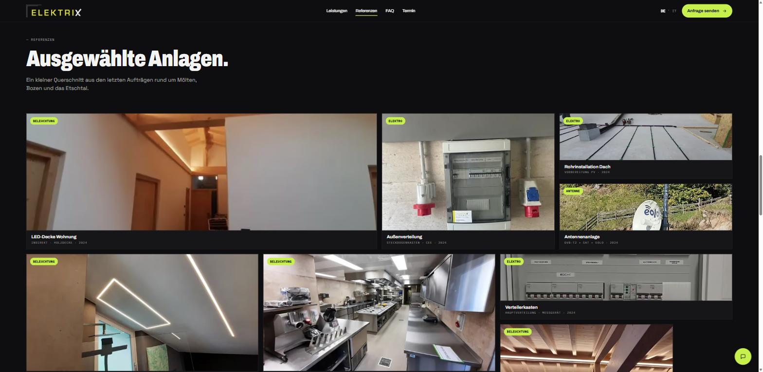 Projektgalerie von elektrix.it mit LED-Decke, Außenverteilung, Rohrinstallation und Antennenanlage